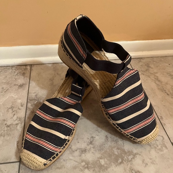Tory Burch Catalina 3 50MM Striped Canvas/Elastic Espadrille in Navy Multi - Picture 4 of 11